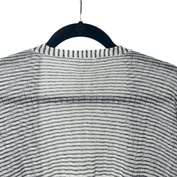 Eileen Fisher Fine Organic Linen Crepe Knit Simple Striped Cardigan Sweater Sz S - Picture 6 of 8